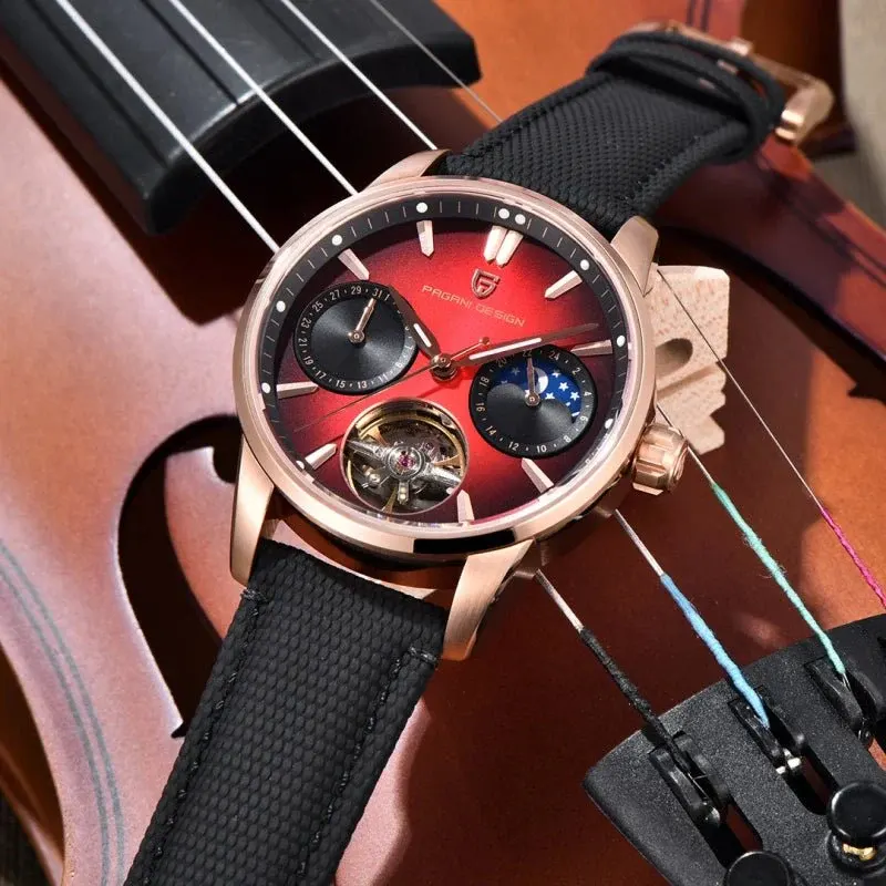 Pagani Design Tourbillon Moonphase Red Dial Men's Watch- PD-YS021
